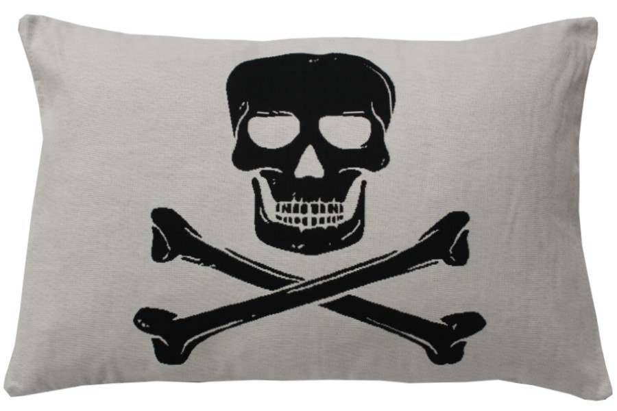 Piraten Flagge Kissen Gobelin (gewebt) schwarz-weiß 45 x 65 cm Nr. 1171