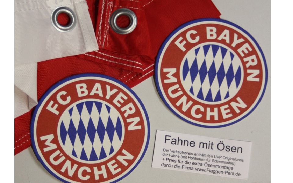 FC Bayern Fahne Originalware Flagge 100 x 150 cm Motiv Logo + Ösen Service    Nr. 828 Ö