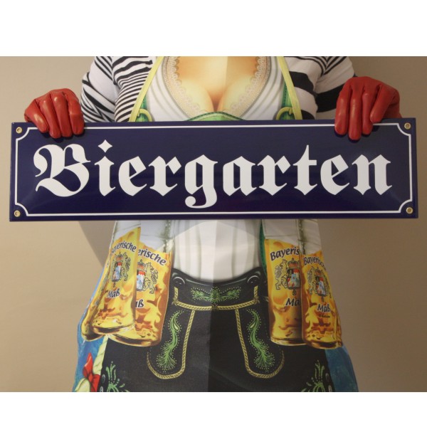Biergarten XXL Emaille Schild Straßenschild Nr. 1790
