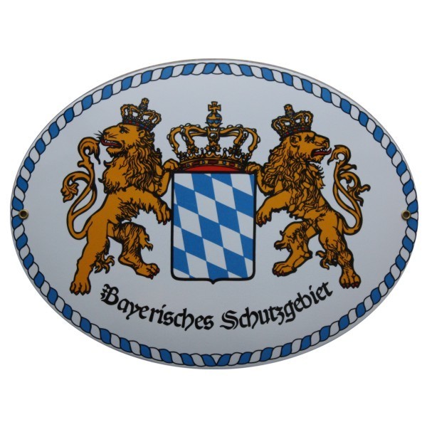 Bayerisches Schutzgebiet Emailschild 28,5 x 37,5 cm Emaille Schild oval Groß Nr. 1652