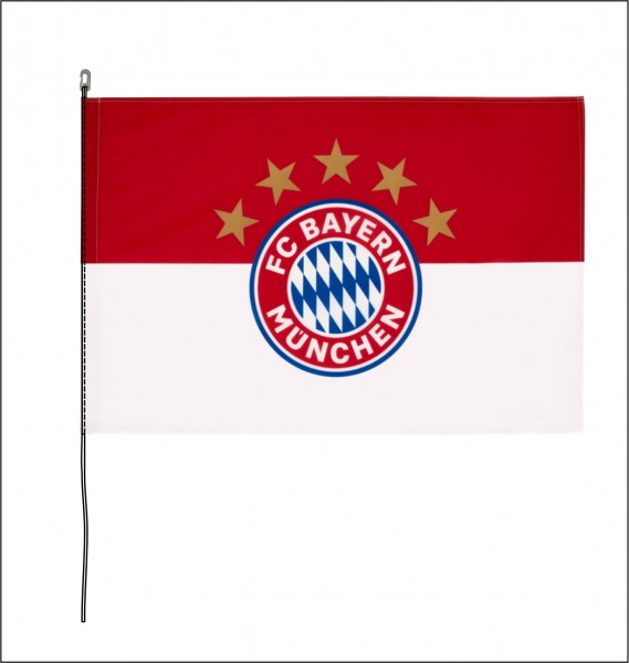 FC Bayern Hissfahne Originalware Hissflagge 150 x 250 cm Motiv Logo mit 5 Sternen Nr. 828