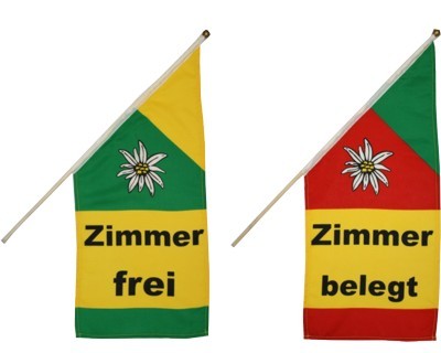 Zimmer Frei / Zimmer Belegt Stockflaggen Set mit Halter Nr. 1672